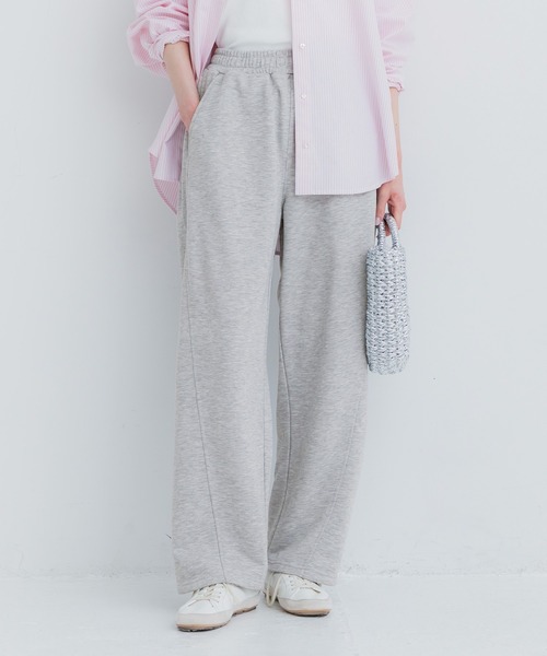 coca（coca）（コカ）の「裏毛カーブスウェットパンツ（スウェットパンツ・レディース・グレー/ブラック・L/M/S）」の2枚目の写真