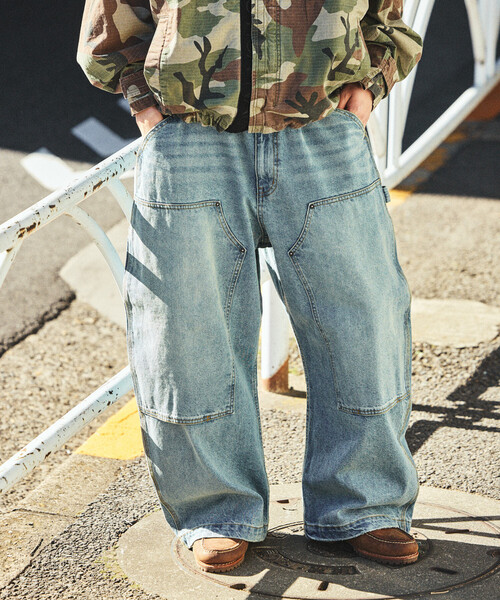 NAUTICA(ノーティカ)の「NAUTICA/ノーティカ スーパーワイド カーブシルエット ダブルニー デニムペインターパンツ(デニムパンツ・メンズ・ネイビー/ブラック/サックスブルー・LARGE/X-LARGE/MEDIUM)」の2枚目の写真