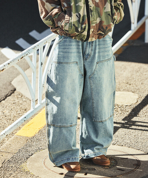 NAUTICA(ノーティカ)の「NAUTICA/ノーティカ スーパーワイド カーブシルエット ダブルニー デニムペインターパンツ(デニムパンツ・メンズ・ネイビー/ブラック/サックスブルー・LARGE/X-LARGE/MEDIUM)」の7枚目の写真