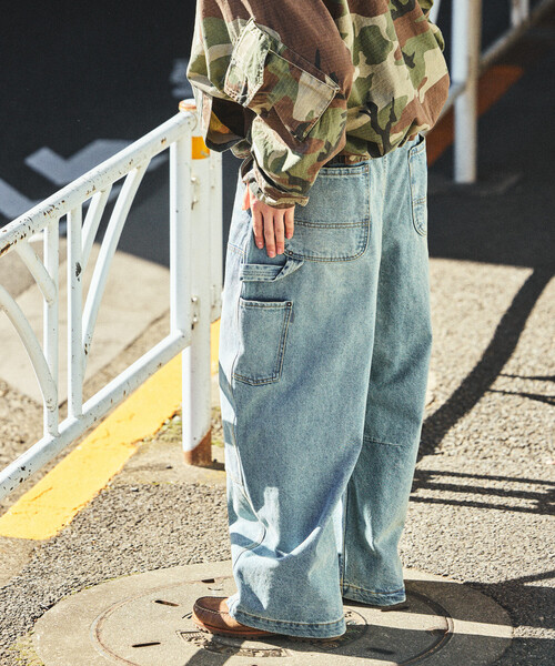 NAUTICA(ノーティカ)の「NAUTICA/ノーティカ スーパーワイド カーブシルエット ダブルニー デニムペインターパンツ(デニムパンツ・メンズ・ネイビー/ブラック/サックスブルー・LARGE/X-LARGE/MEDIUM)」の9枚目の写真