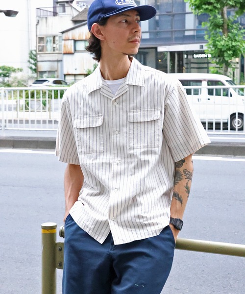 VINTAGE STRIPE OP SHIRT / 半袖ストライプシャツ（シャツ/ブラウス