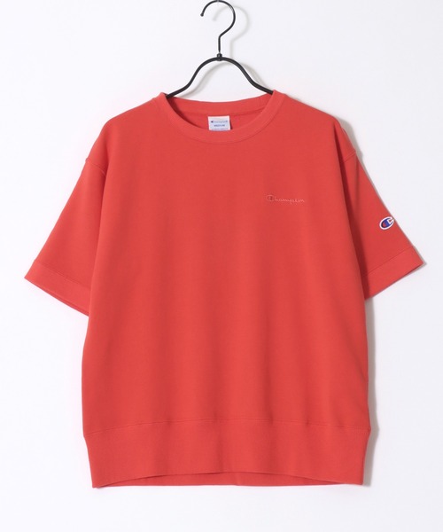 Champion(チャンピオン)の「Champion/チャンピオン コットンUSA 裏毛 ロゴワッペン ワンポイント刺繍 半袖スウェット トレーナー/レディース(スウェット・レディース・ネイビー/レッド/オリーブドラブ/アッシュグレー/オフホワイト/ブラック・M/L)」の18枚目の写真