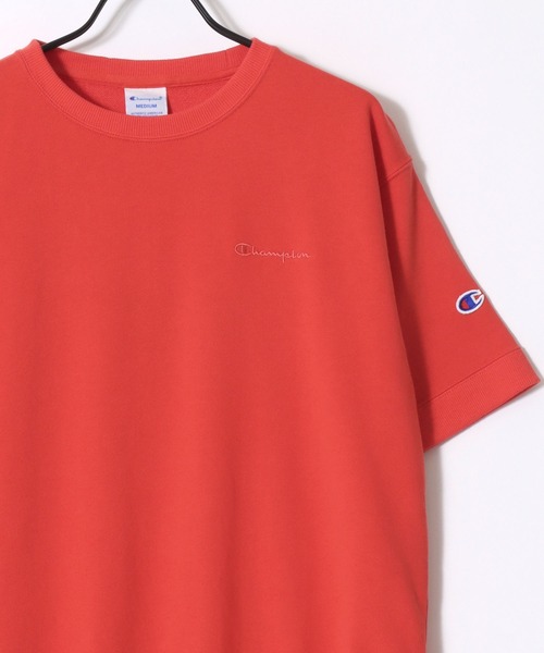 Champion(チャンピオン)の「Champion/チャンピオン コットンUSA 裏毛 ロゴワッペン ワンポイント刺繍 半袖スウェット トレーナー/レディース(スウェット・レディース・ネイビー/レッド/オリーブドラブ/アッシュグレー/オフホワイト/ブラック・M/L)」の12枚目の写真
