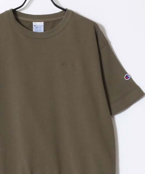 Champion(チャンピオン)の「Champion/チャンピオン コットンUSA 裏毛 ロゴワッペン ワンポイント刺繍 半袖スウェット トレーナー/レディース(スウェット・レディース・ネイビー/レッド/オリーブドラブ/アッシュグレー/オフホワイト/ブラック・M/L)」の10枚目の写真