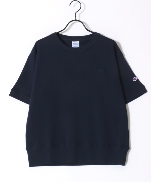 Champion(チャンピオン)の「Champion/チャンピオン コットンUSA 裏毛 ロゴワッペン ワンポイント刺繍 半袖スウェット トレーナー/レディース(スウェット・レディース・ネイビー/レッド/オリーブドラブ/アッシュグレー/オフホワイト/ブラック・M/L)」の17枚目の写真
