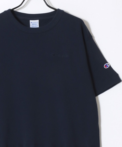 Champion(チャンピオン)の「Champion/チャンピオン コットンUSA 裏毛 ロゴワッペン ワンポイント刺繍 半袖スウェット トレーナー/レディース(スウェット・レディース・ネイビー/レッド/オリーブドラブ/アッシュグレー/オフホワイト/ブラック・M/L)」の11枚目の写真