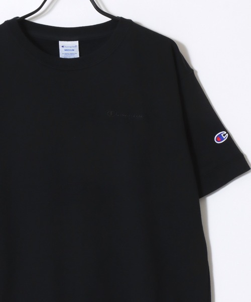 Champion(チャンピオン)の「Champion/チャンピオン コットンUSA 裏毛 ロゴワッペン ワンポイント刺繍 半袖スウェット トレーナー/レディース(スウェット・レディース・ネイビー/レッド/オリーブドラブ/アッシュグレー/オフホワイト/ブラック・M/L)」の8枚目の写真