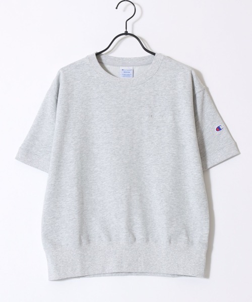 Champion(チャンピオン)の「Champion/チャンピオン コットンUSA 裏毛 ロゴワッペン ワンポイント刺繍 半袖スウェット トレーナー/レディース(スウェット・レディース・ネイビー/レッド/オリーブドラブ/アッシュグレー/オフホワイト/ブラック・M/L)」の15枚目の写真