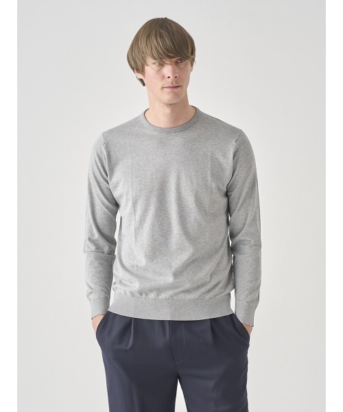 JOHN SMEDLEY(ジョンスメドレー)の「クルーネック長袖コットンニットプルオーバー(ニット/セーター・メンズ・グレー・L/XX-LARGE/M/S/XL)」の1枚目の写真