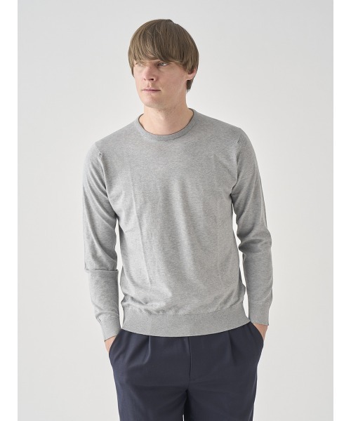 JOHN SMEDLEY(ジョンスメドレー)の「クルーネック長袖コットンニットプルオーバー(ニット/セーター・メンズ・グレー・L/XX-LARGE/M/S/XL)」の3枚目の写真