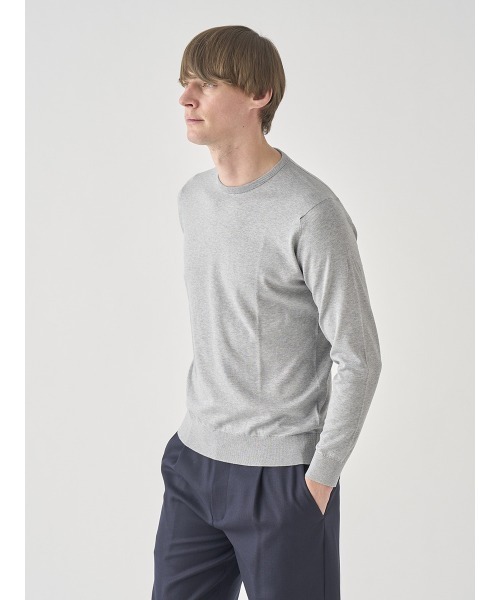 JOHN SMEDLEY(ジョンスメドレー)の「クルーネック長袖コットンニットプルオーバー(ニット/セーター・メンズ・グレー・L/XX-LARGE/M/S/XL)」の4枚目の写真