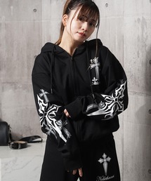 1111clothing（ワンフォークロージング）の「【セットアップ可能】クロス デザイン ZIPパーカー / Cross Design ZIP Hoodie（パーカー）」
