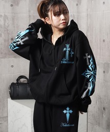 1111clothing（ワンフォークロージング）の「【セットアップ可能】クロス デザイン ZIPパーカー / Cross Design ZIP Hoodie（パーカー）」