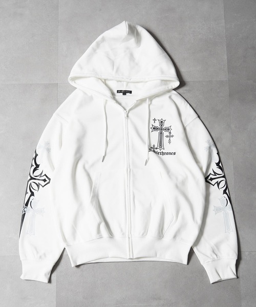 セール】【セットアップ可能】クロス デザイン ZIPパーカー / Cross