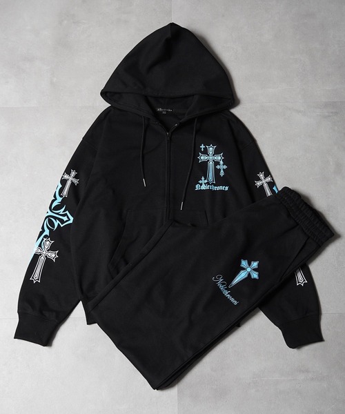 セール】【セットアップ可能】クロス デザイン ZIPパーカー / Cross