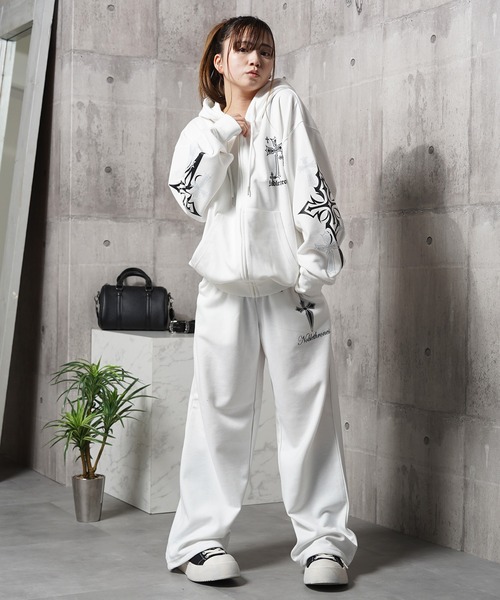 1111clothing(ワンフォークロージング)の「【セットアップ可能】クロス デザイン ZIPパーカー / Cross Design ZIP Hoodie(パーカー・メンズ・ホワイト/ブラック×ホワイト/ブラック×ブルー・L/M)」の8枚目の写真