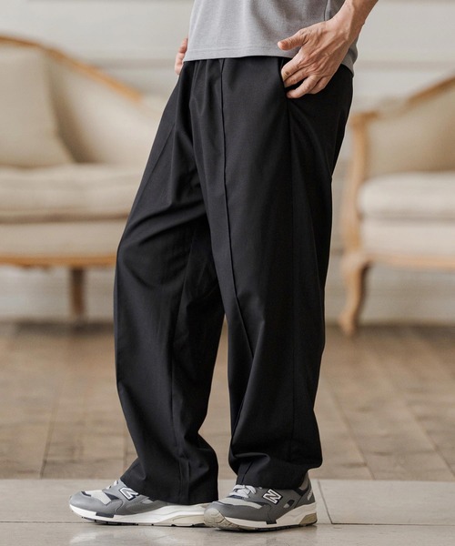 CAMBIO(カンビオ)の「mp14684-Linen Rayon Wide Straight Pants ワイドストレートパンツ(CAM26SS-022)(その他パンツ・メンズ・ブラック/グレー/ネイビー・L/M/S)」の1枚目の写真