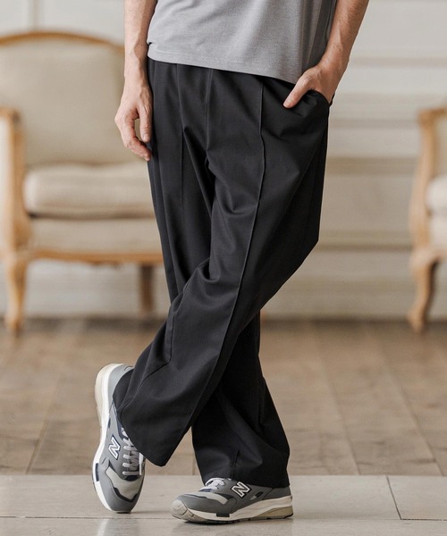 CAMBIO(カンビオ)の「mp14684-Linen Rayon Wide Straight Pants ワイドストレートパンツ(CAM26SS-022)(その他パンツ・メンズ・ブラック/グレー/ネイビー・L/M/S)」の4枚目の写真