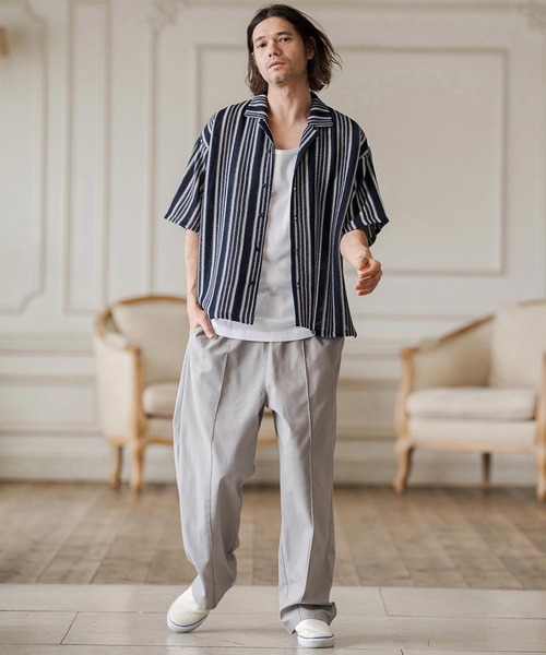 CAMBIO(カンビオ)の「mp14684-Linen Rayon Wide Straight Pants ワイドストレートパンツ(CAM26SS-022)(その他パンツ・メンズ・ブラック/グレー/ネイビー・L/M/S)」の18枚目の写真