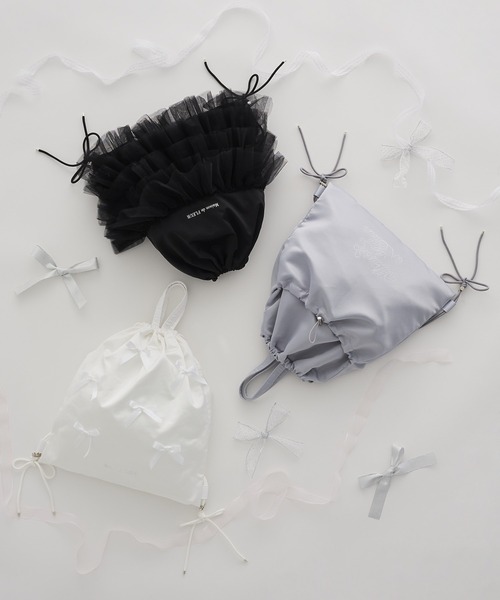 Maison de FLEUR（メゾンドフルール）の「ギャザーリボンナップサック（バックパック/リュック・レディース・グレー/ブラック・FREE）」の4枚目の写真