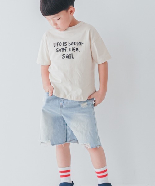 jeans-b 2nd（ジーンズベーセカンド）の「Jeans-b 2nd/ジーンズベーセカンド SALING CREW Tシャツ（Tシャツ/カットソー・キッズ・イエロー/アイボリー・120cm/130cm/140cm/150cm/160cm/110cm）」の4枚目の写真
