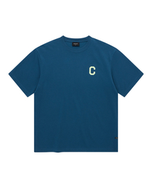 クールコットンCロゴTシャツディープブルー