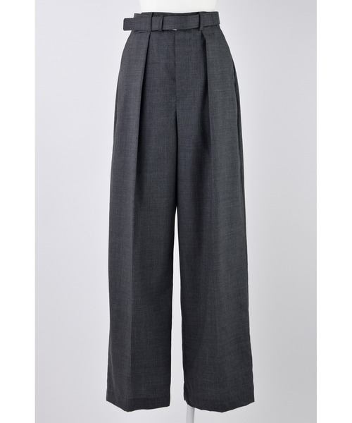 ENFOLD（エンフォルド）の「TUCK WIDE TROUSERS（スラックス・レディース・ブラック/チャコールグレー・38/36）」の2枚目の写真