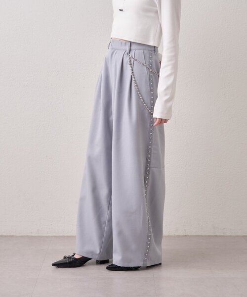 mline（エムライン）の「[mline]チェーンスラックス（その他パンツ・レディース・グレー/ブラック/チャコールグレー・1/2）」の3枚目の写真