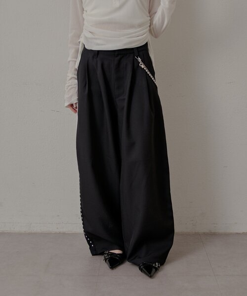 mline（エムライン）の「[mline]チェーンスラックス（その他パンツ・レディース・グレー/ブラック/チャコールグレー・1/2）」の4枚目の写真