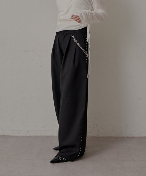 mline（エムライン）の「[mline]チェーンスラックス（その他パンツ・レディース・グレー/ブラック/チャコールグレー・1/2）」の6枚目の写真