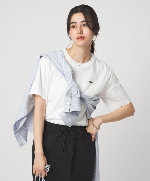 LACOSTE（ラコステ）の「＜LACOSTE＞ショートスリーブ Tシャツ（Tシャツ/カットソー・レディース・オフホワイト/ブラック/ライトピンク/ダークブラウン・36）」の2枚目の写真
