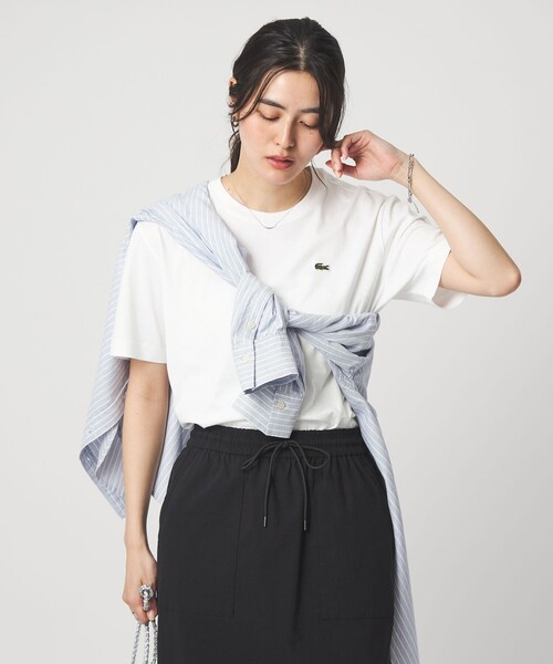 LACOSTE（ラコステ）の「＜LACOSTE＞ショートスリーブ Tシャツ（Tシャツ/カットソー・レディース・オフホワイト/ブラック/ライトピンク/ダークブラウン・36）」の9枚目の写真