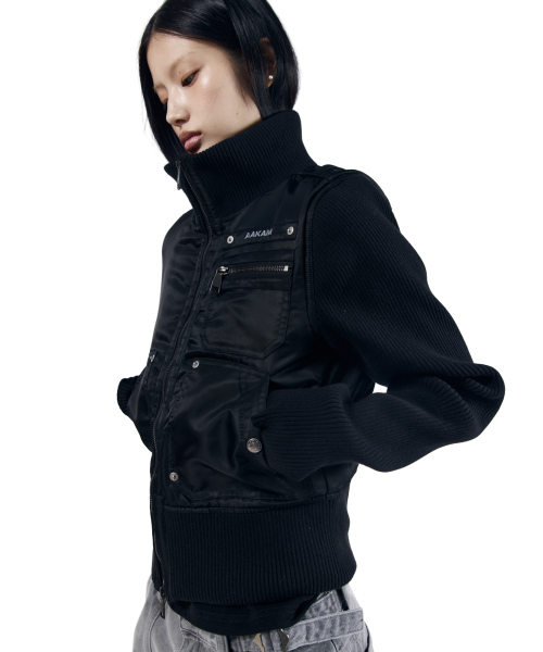 AAKAM(アーカム)の「Knitted Nylon Jacket (Black)(ナイロンジャケット・レディース・その他・1/2)」の1枚目の写真