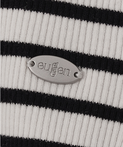 EUGGEN(ユジェン)の「ヘンリーネックシャーリングロングスリーブTシャツ_ストライプクリーム&ブラック(Tシャツ/カットソー・レディース・その他・SMALL/MEDIUM)」の5枚目の写真