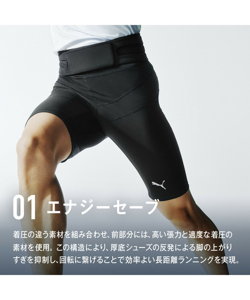 PUMA(プーマ)の「PUMA プーマ メンズ ランニング スピード ハーフタイツ 骨盤ベルト付 SPEED HA(レギンス/スパッツ・メンズ・ブラック・LARGE/SMALL/MEDIUM/X-LARGE)」の2枚目の写真