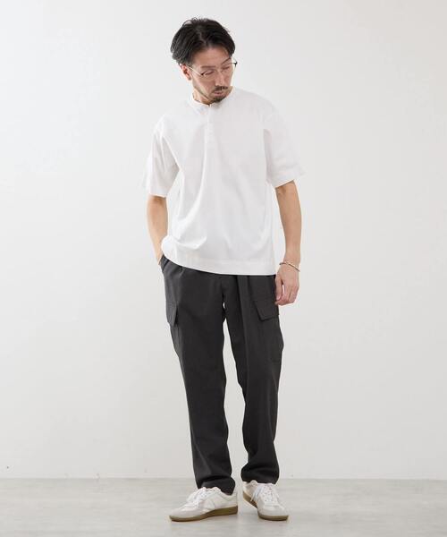 MEN'S MELROSE(メンズメルローズ)の「マーセライズドスムース ヘンリーネックTシャツ(Tシャツ/カットソー・メンズ・ホワイト/グリーン/チャコールグレー・2/4/3)」の14枚目の写真