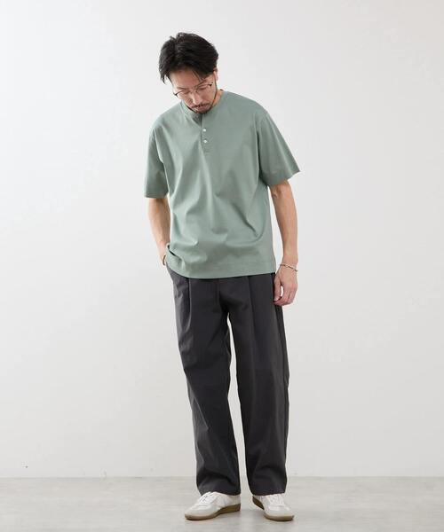MEN'S MELROSE(メンズメルローズ)の「マーセライズドスムース ヘンリーネックTシャツ(Tシャツ/カットソー・メンズ・ホワイト/グリーン/チャコールグレー・2/4/3)」の18枚目の写真