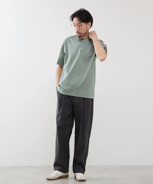MEN'S MELROSE(メンズメルローズ)の「マーセライズドスムース ヘンリーネックTシャツ(Tシャツ/カットソー・メンズ・ホワイト/グリーン/チャコールグレー・2/4/3)」の19枚目の写真