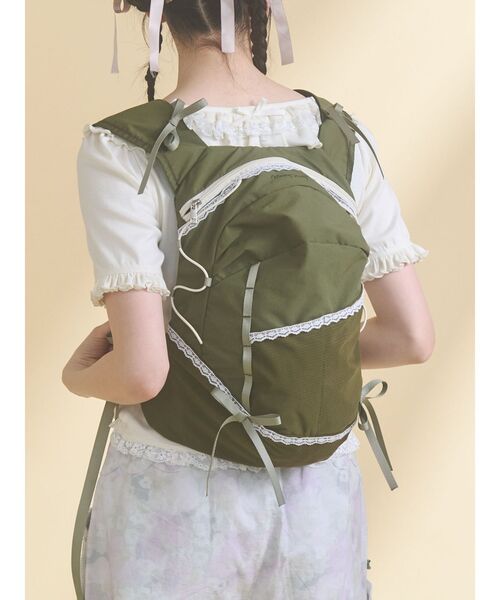 merry jenny（メリージェニー）の「Ribbon Daypack（バックパック/リュック・レディース・ブラック/ピンク/カーキ・FREE）」の2枚目の写真