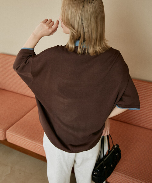 PUBLUX（パブリュクス）の「PUBLUX/パブリュクス LOVE POP STUDIO　襟レイヤードニットポロシャツ　限定展開（ポロシャツ・メンズ・チャコールグレー/ブラウン/ネイビー・LARGE/MEDIUM/SMALL）」の21枚目の写真