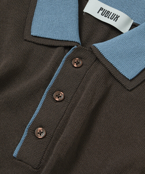 PUBLUX（パブリュクス）の「PUBLUX/パブリュクス LOVE POP STUDIO　襟レイヤードニットポロシャツ　限定展開（ポロシャツ・メンズ・チャコールグレー/ブラウン/ネイビー・LARGE/MEDIUM/SMALL）」の14枚目の写真
