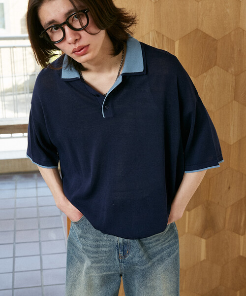 PUBLUX（パブリュクス）の「PUBLUX/パブリュクス LOVE POP STUDIO　襟レイヤードニットポロシャツ　限定展開（ポロシャツ・メンズ・チャコールグレー/ブラウン/ネイビー・LARGE/MEDIUM/SMALL）」の15枚目の写真