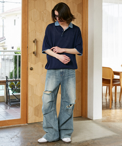 PUBLUX（パブリュクス）の「PUBLUX/パブリュクス LOVE POP STUDIO　襟レイヤードニットポロシャツ　限定展開（ポロシャツ・メンズ・チャコールグレー/ブラウン/ネイビー・LARGE/MEDIUM/SMALL）」の11枚目の写真