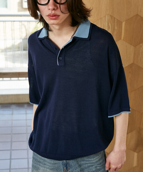 PUBLUX（パブリュクス）の「PUBLUX/パブリュクス LOVE POP STUDIO　襟レイヤードニットポロシャツ　限定展開（ポロシャツ・メンズ・チャコールグレー/ブラウン/ネイビー・LARGE/MEDIUM/SMALL）」の13枚目の写真