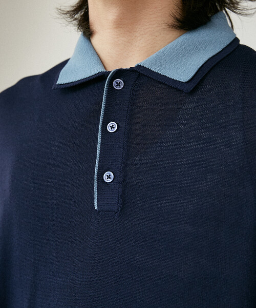 PUBLUX（パブリュクス）の「PUBLUX/パブリュクス LOVE POP STUDIO　襟レイヤードニットポロシャツ　限定展開（ポロシャツ・メンズ・チャコールグレー/ブラウン/ネイビー・LARGE/MEDIUM/SMALL）」の10枚目の写真