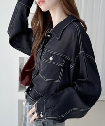 Ada.（エイダ）の「シアー ステッチ ショート丈 Gジャン（デニムジャケット）」