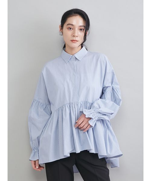 Mila Owen（ミラオーウェン）の「シャツ衿ギャザーチュニックブラウス（シャツ/ブラウス・レディース・ブルー/ホワイト/イエロー/ピンク・F）」の19枚目の写真
