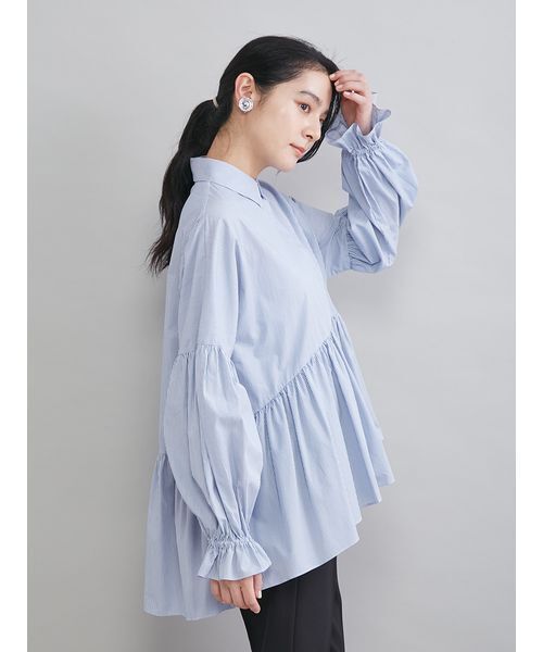 Mila Owen（ミラオーウェン）の「シャツ衿ギャザーチュニックブラウス（シャツ/ブラウス・レディース・ブルー/ホワイト/イエロー/ピンク・F）」の20枚目の写真