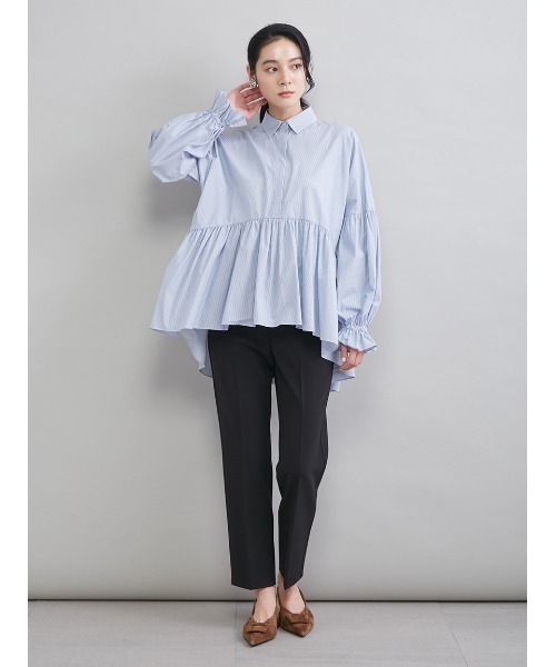 Mila Owen（ミラオーウェン）の「シャツ衿ギャザーチュニックブラウス（シャツ/ブラウス・レディース・ブルー/ホワイト/イエロー/ピンク・F）」の16枚目の写真