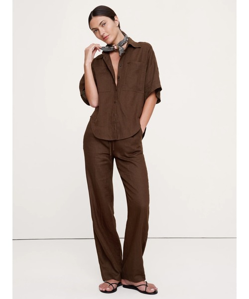 Banana Republic(バナナリパブリック)の「ゲッタウェイ ストレート レッグ プルオン リネン パンツ(その他パンツ・レディース・ブルー/ナチュラル/ブラウン/オリーブ/ブラック/ホワイト/ダークブラウン/ネイビー/イエロー・XS/L/M/S)」の18枚目の写真